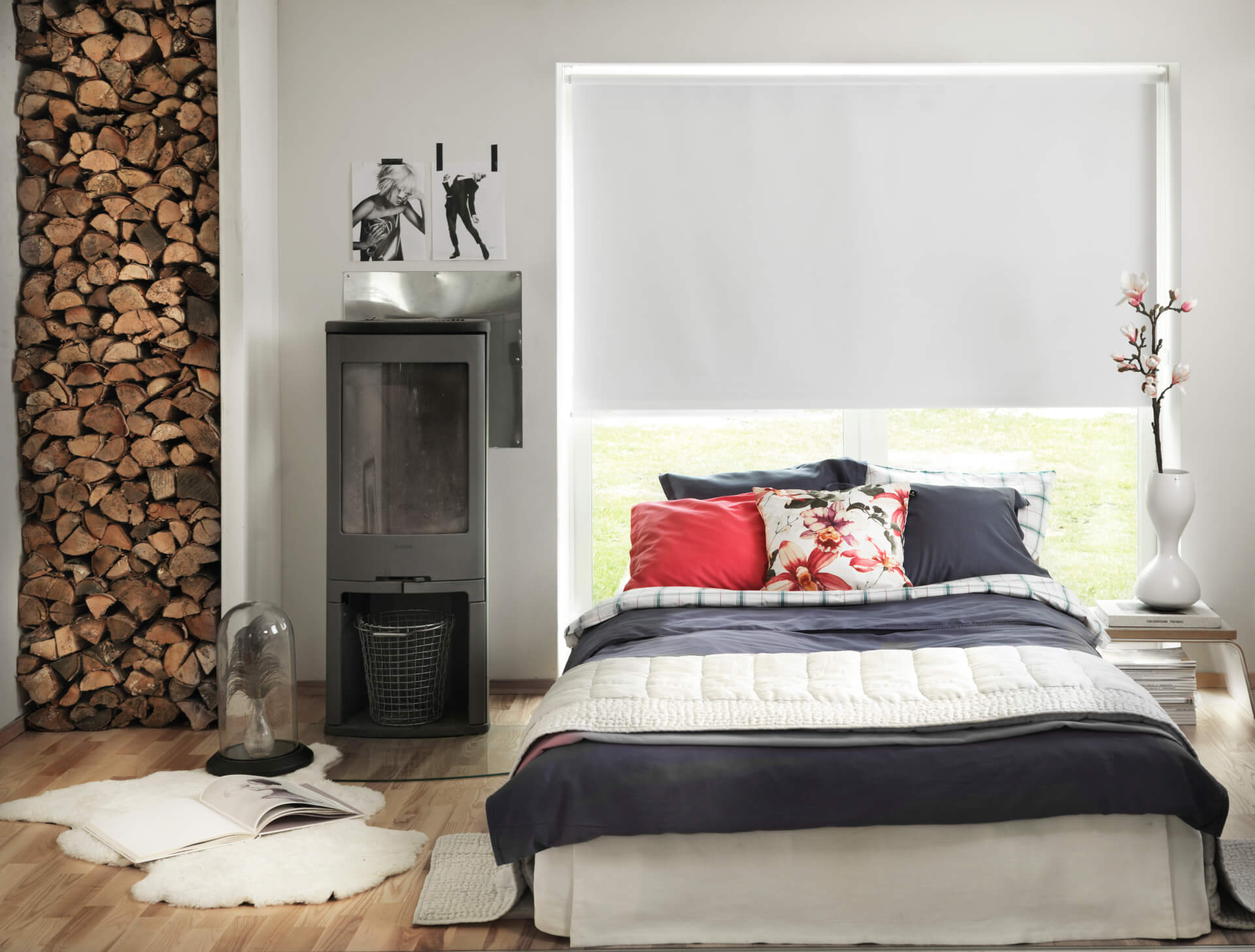 Mørklægningsgardin i et soveværelse